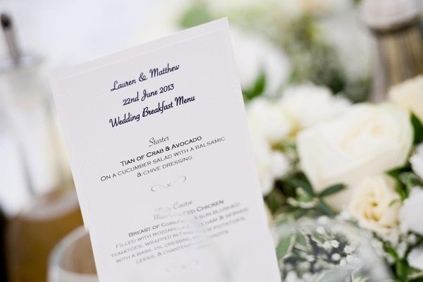 Burhill wedding sample menu