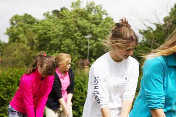 Girls practising swing